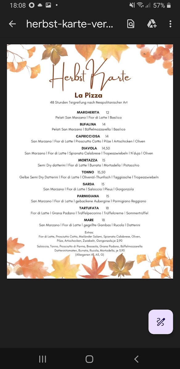 Menu - Ristorante L'opera | Hofheim Am Taunus photo 2