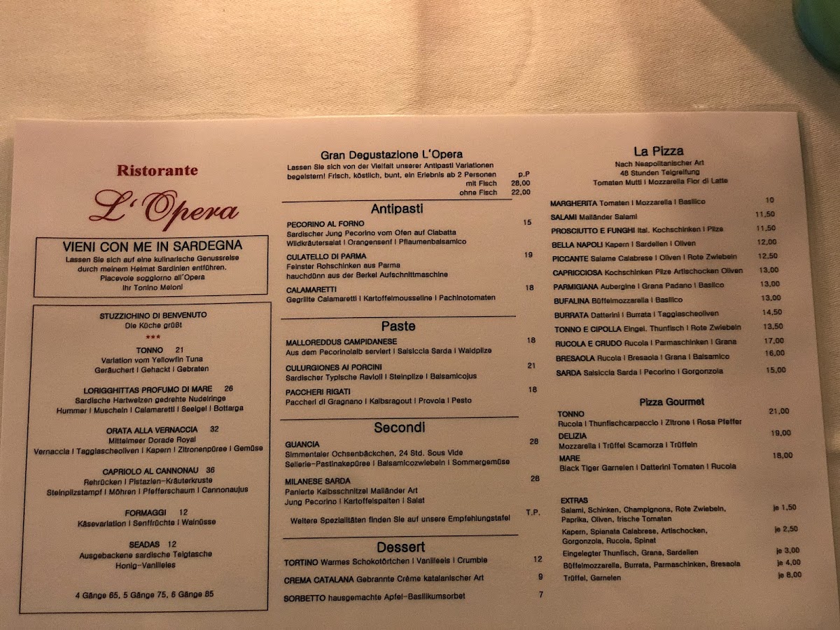 Menu - Ristorante L'opera | Hofheim Am Taunus photo 3